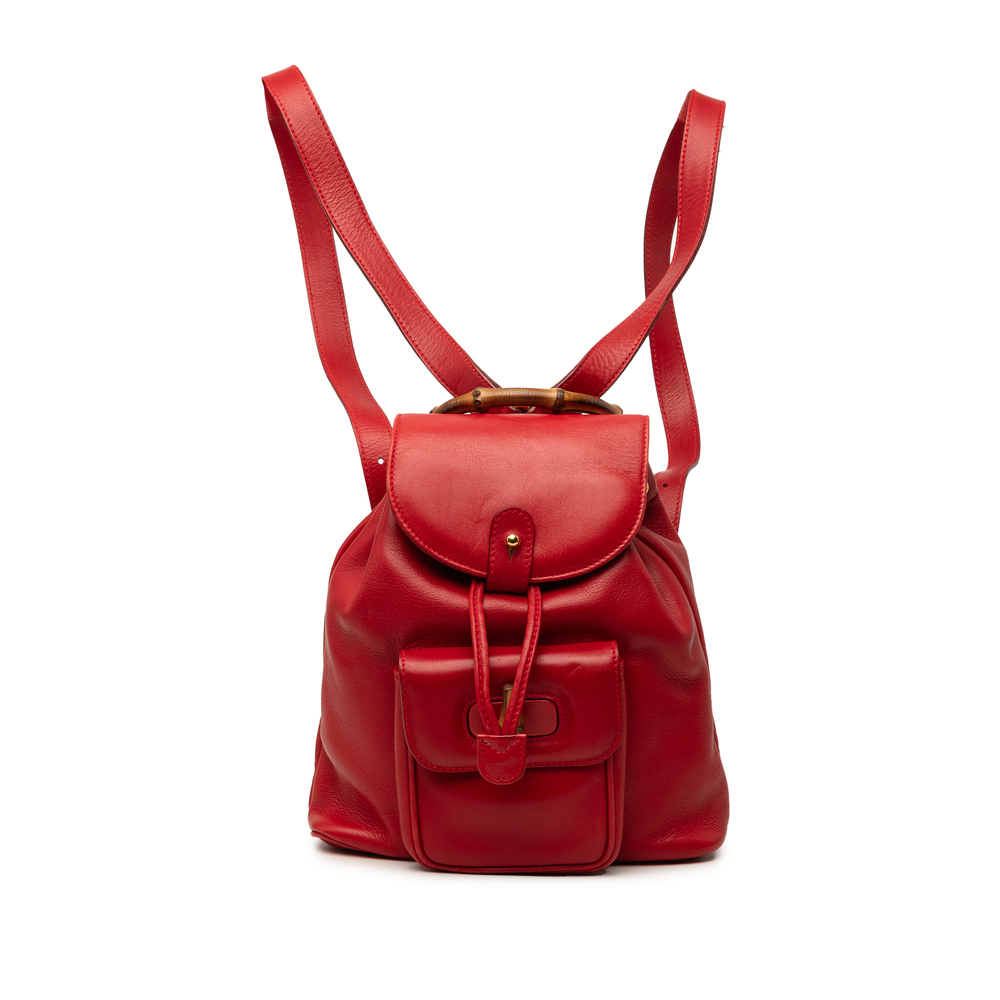 Pre-Loved Gucci Calfskin Bamboo Drawstring Backpack